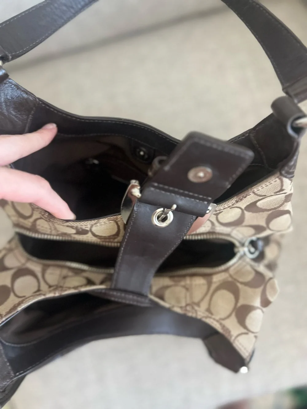 Coach y2k vintage Signature Soho Lynn Hobo Shoulder Bag F17094 Brown - Picture 12 of 15